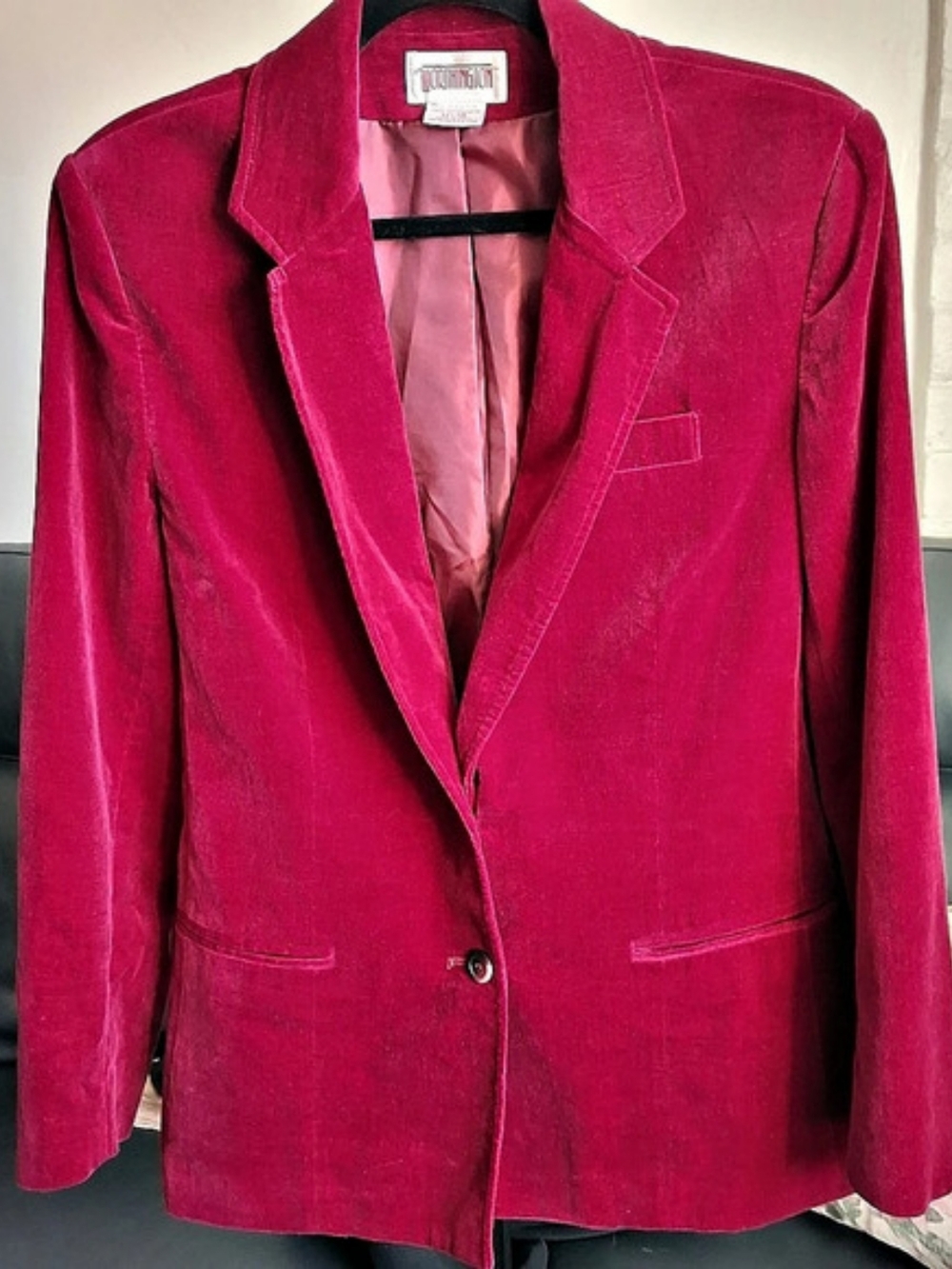 Worthington Vintage Velvet Single Button Blazer Blood Red Size 14